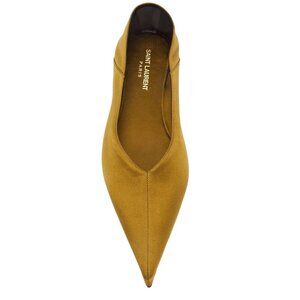 Saint Laurent Carolyn Slipper in Cuba Gold 40 With Box Womens Satin Flats